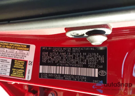 2023 Toyota Camry Se из США, поврежденный, VIN 4T1G11AK7PU085855